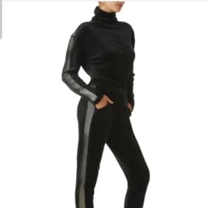 NWT Juicy Couture Mock Neck Velour Ombre Bling Stripe Jumpsuit